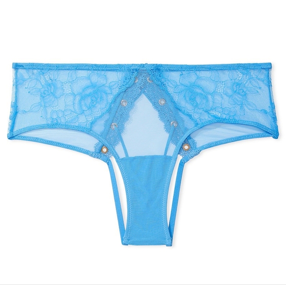 💙 XXL VS Very Sexy Rose Lace & Grommet Open-Back Cheeky Panty 💙 - Picture 3 of 16